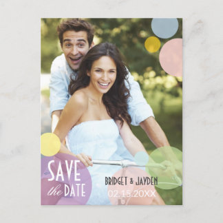 Postal De Anuncios Sencillo Ahorra la Fecha de Boda con Foto y Burbuj