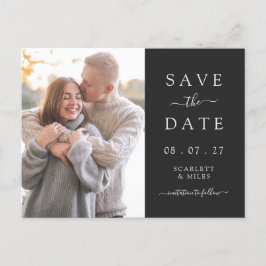 Postal De Anuncios Sencillo Aviso de Boda para Guardar Fecha con Foto