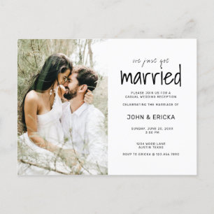 Postal De Anuncios Sencillo Casual Nos Acabamos de Casar Boda
