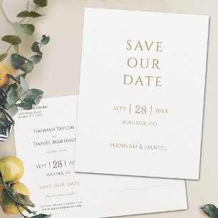 Postal De Anuncios Sencillo Chic Minimalista Ahorra la Fecha Boda Dor
