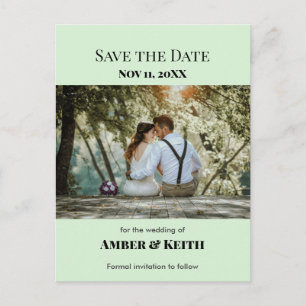 Postal De Anuncios Sencillo Elegante Ahorro De Fecha De Boda Verde