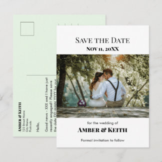 Postal De Anuncios Sencillo Elegante Boda Guardar la Fecha Blanco