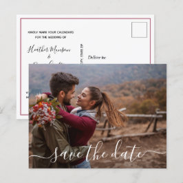 Postal De Anuncios Sencillo Foto Moderno de Boda Guardar la Fecha