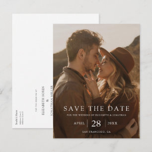 Postal De Anuncios Sencillo Moderno Personalizado Foto de Boda Guarda