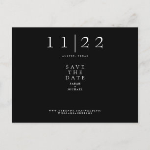 Postal De Anuncios Sencillo texto moderno solo para boda en blanco y 