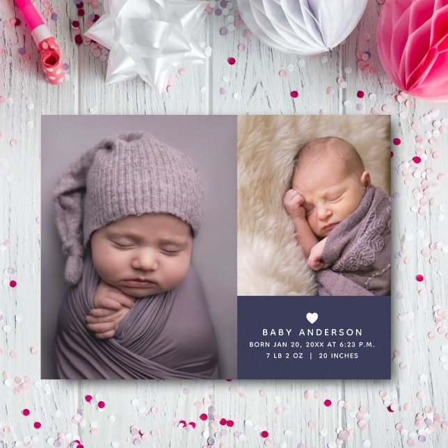 Postal De Anuncios Sencillo y elegante bebé Collage de fotos Nacimien (Subido por el creador)