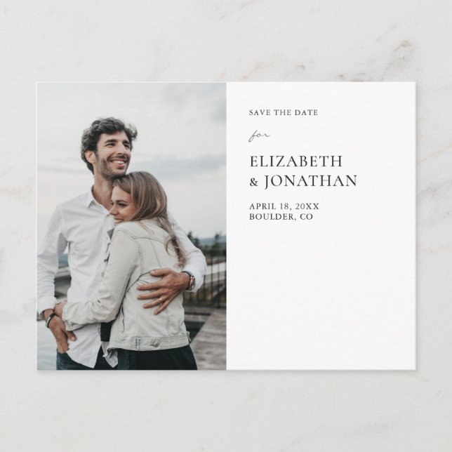Postal De Anuncios Sencillo y Moderno Foto de Boda Save the Date con  (Anverso)