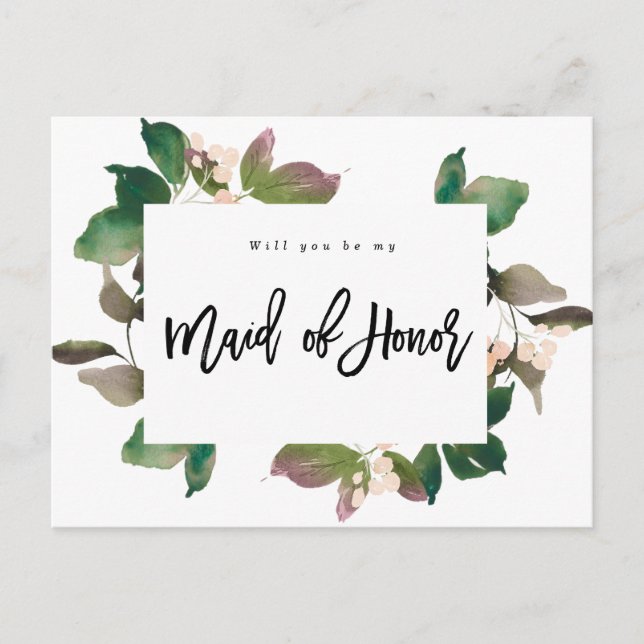 Postal De Anuncios ¿Serás mi criada de honor boho floral? (Anverso)