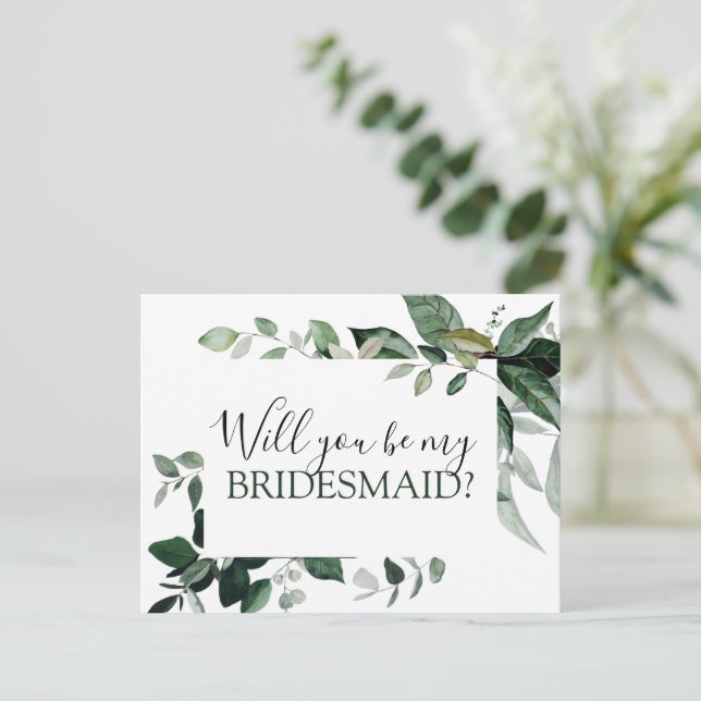 Postal De Anuncios Serás mi dama de honor vegetación botánica Annou (Anverso de pie)