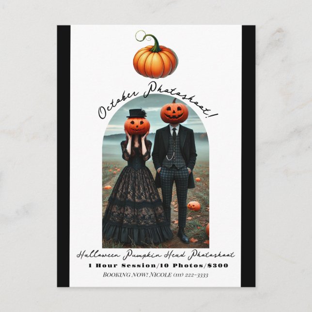 Postal De Anuncios Sesión de Fotos de Halloween Cabeza de Calabaza Ot (Anverso)