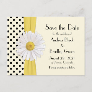 Postal De Anuncios Shasta Daisy Lunares Ahorra la Fecha de Boda