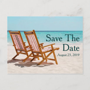 Postal De Anuncios Sillas de Playa Boda de Destino Save the Date