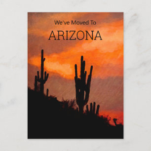Postal De Anuncios Silueta de Cactus Saguaro Puesta de Sol en Arizona