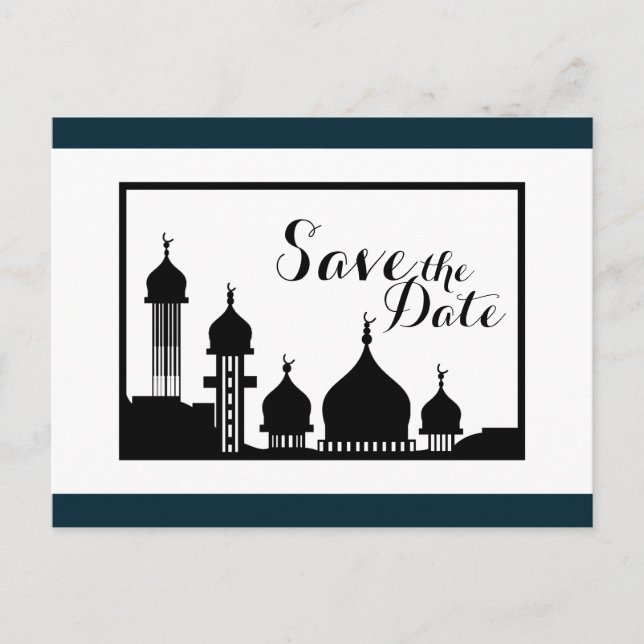 Postal De Anuncios Silueta de mezquita islámica para boda Save The Da (Anverso)