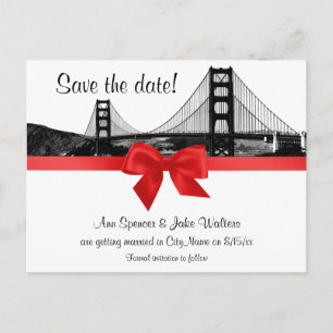 Postal De Anuncios Silueta de San Francisco Grabada en Blanco y Negro