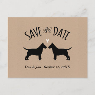 Postal De Anuncios Siluetas de Bull Terrier Boda Save the Date