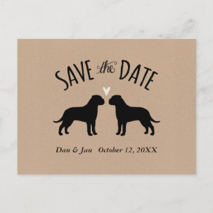 Postal De Anuncios Siluetas de Bullmastiff Boda Save the Date