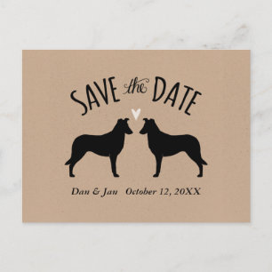 Postal De Anuncios Siluetas de Collie Suave para Boda Save the Date