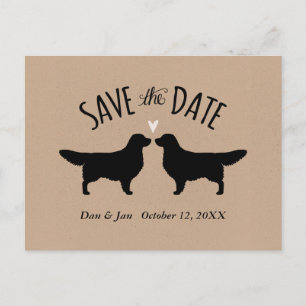 Postal De Anuncios Siluetas de Golden Retriever para Save the Date de