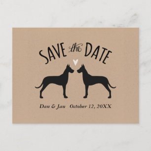 Postal De Anuncios Siluetas de Gran Danés Boda Save the Date