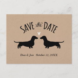 Postal De Anuncios Siluetas de perro Dachshund para boda Save the Dat