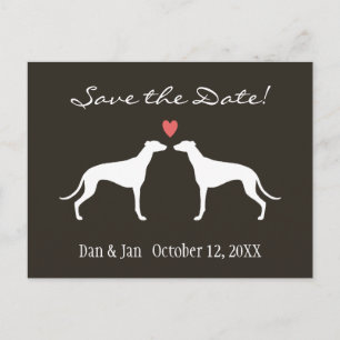 Postal De Anuncios Siluetas de perro galgo Save the Date de boda