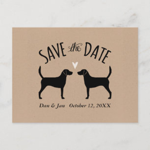 Postal De Anuncios Siluetas de perro Harrier para boda Save the Date