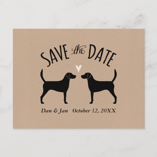 Postal De Anuncios Siluetas de perro Harrier para boda Save the Date (Anverso)