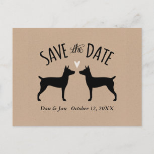 Postal De Anuncios Siluetas de Rat Terrier Save the Date de Boda