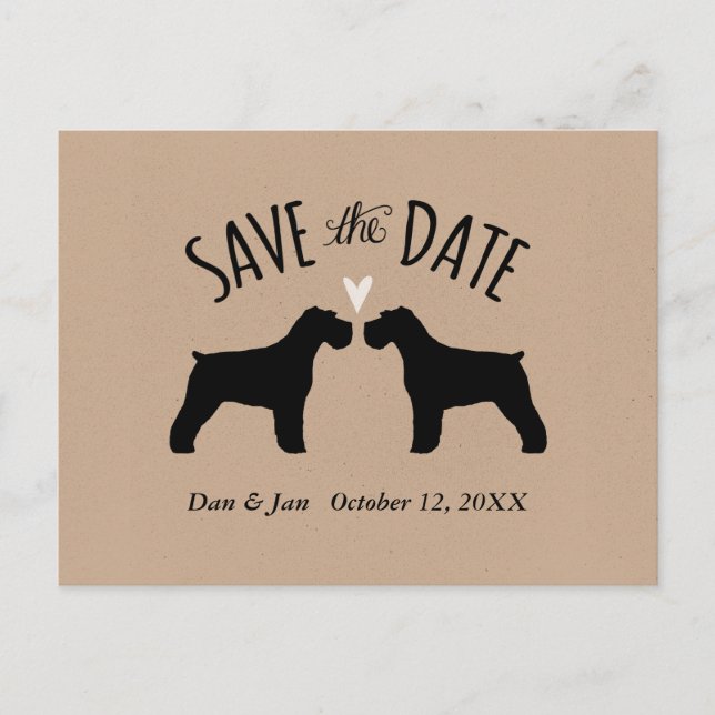 Postal De Anuncios Siluetas de Schnauzer Boda Save the Date (Anverso)