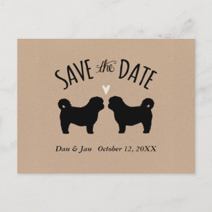 Postal De Anuncios Siluetas de Shih Tzu Boda Save the Date