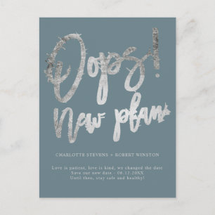Postal De Anuncios Silver nuevo boda del plan cambiar la fecha