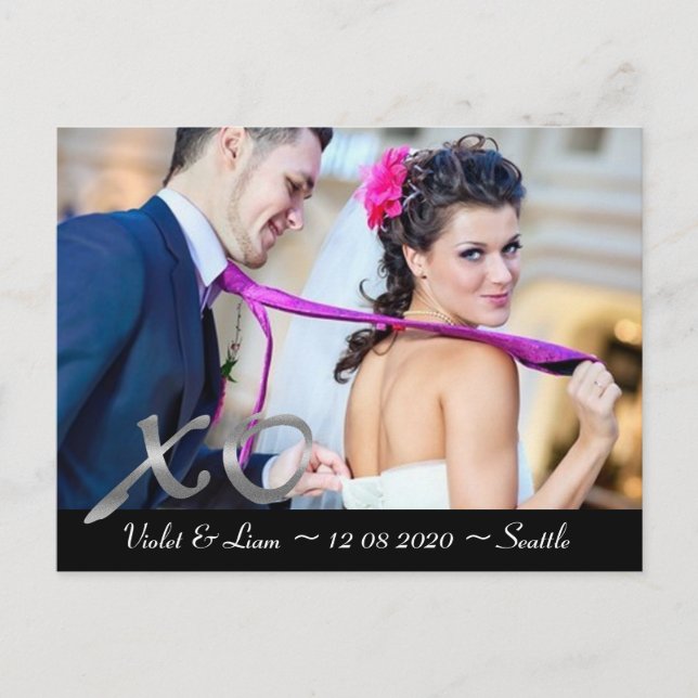 Postal De Anuncios Silver XO's Save the Date (Anverso)