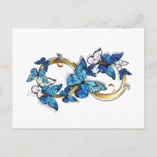 Postal De Anuncios Símbolo infinito de mariposas Morpho azules