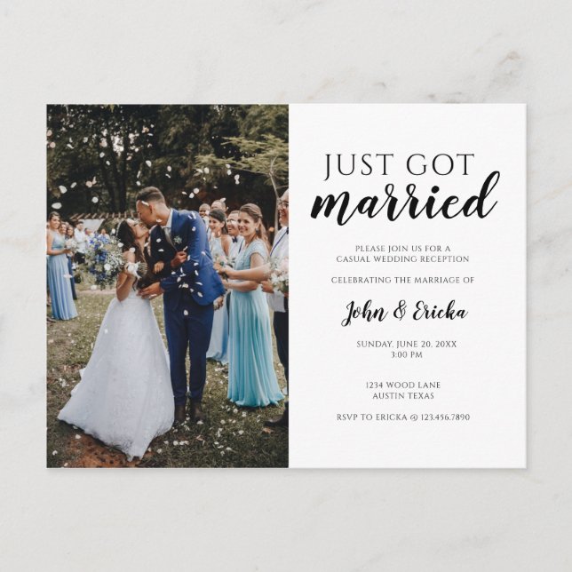 Postal De Anuncios Simple Acabo De Casarse Con Boda Elopement (Anverso)