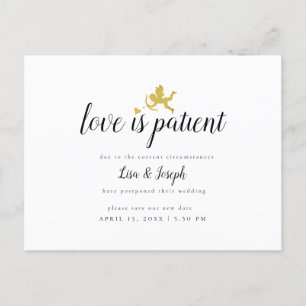 Postal De Anuncios Simple Amor Es Paciente Cambio de Fecha Aplazamien