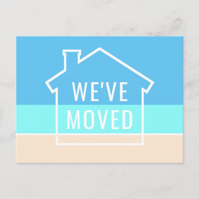 Postal De Anuncios Simple Beach House Moderno Nueva dirección residen (Anverso)