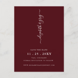 Postal De Anuncios Simple Burgundy Save The Date