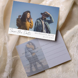 Postal De Anuncios Simple Chic 2 Foto Guardar la Fecha de la Boda