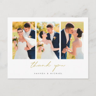 Postal De Anuncios Simple Collage de fotos Boda Gracias Postcard
