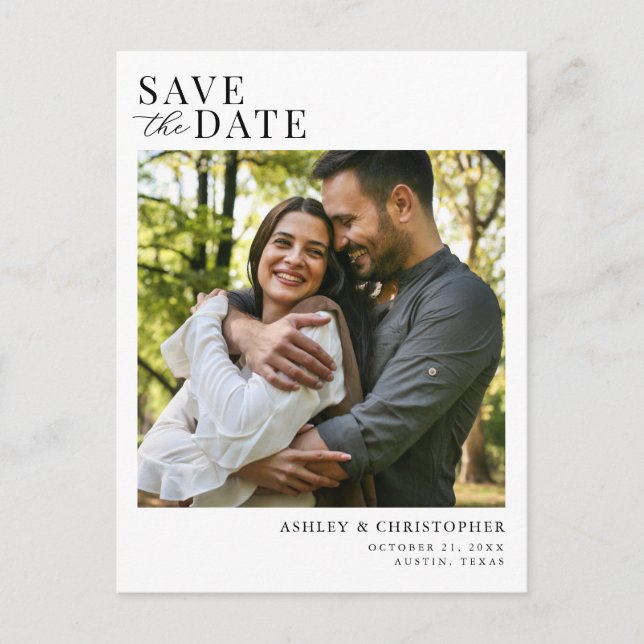 Postal De Anuncios Simple Elegant Photo Wedding Save the Date (Anverso)