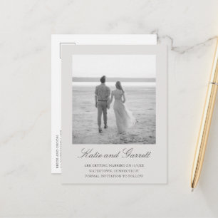 Postal De Anuncios Simple Elegante Gris Bodas Salvar la Fecha