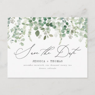 Postal De Anuncios Simple Eucalyptus Caligrafía Moderna Ahorra La Fec