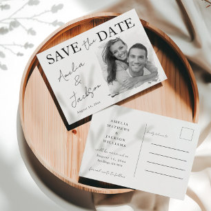 Postal De Anuncios Simple Foto en Blanco y Negro para Save the Date