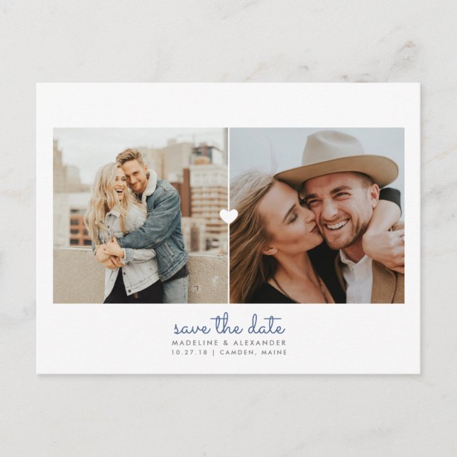 Postal De Anuncios Simple Heart Save the Date Postcard (Anverso)