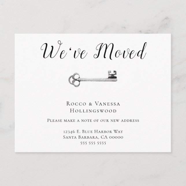 Postal De Anuncios Simple Hemos movido la clave  (Anverso)