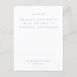 Postal De Anuncios Simple Mínimo Dusty Azul Moderno Ahorra La Fecha