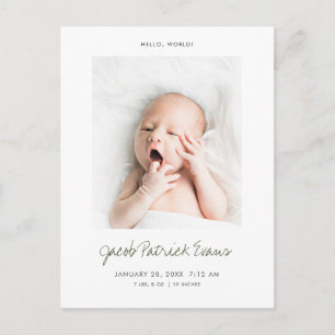 Postal De Anuncios Simple Moderno Cumpleaños de Bebé Personalizado co