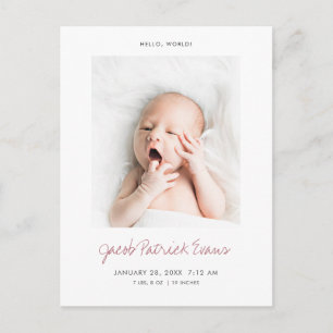 Postal De Anuncios Simple Moderno Cumpleaños de Bebé Personalizado co