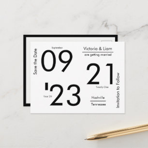 Postal De Anuncios Simple nombre de tipografía moderna Guardar la fec